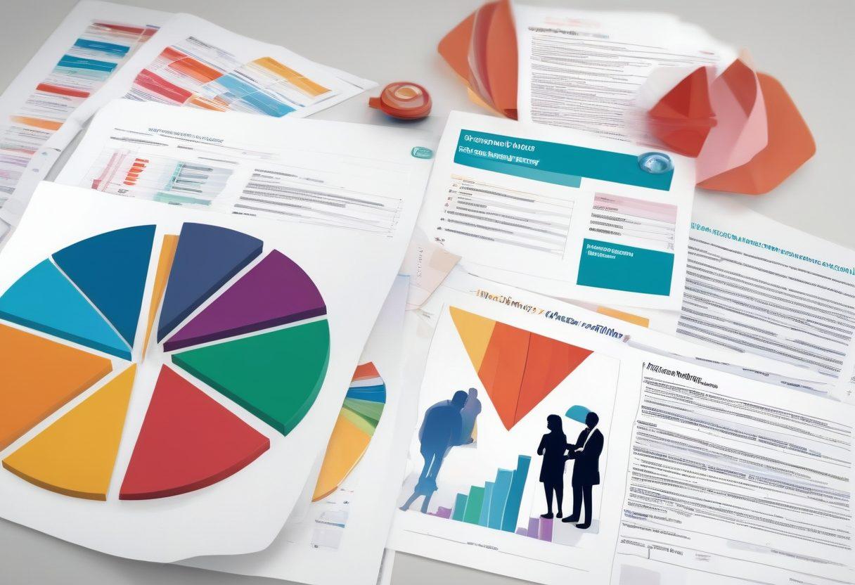 A visually engaging infographical illustration depicting various insurance plan options, including premium rates and deductible choices. The image should feature a diverse group of people thoughtfully analyzing different insurance documents, with highlighted elements like pie charts and sliders showcasing premium amounts and coverage levels. Use a blend of bright, contrasting colors to depict clarity and choice, with a clean white background for emphasis. vector art. vibrant colors.
